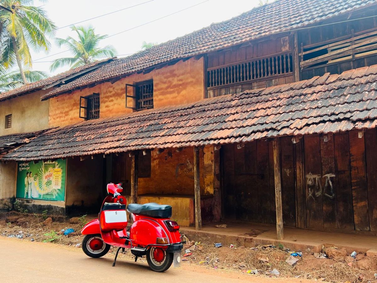 Red vintage scooter